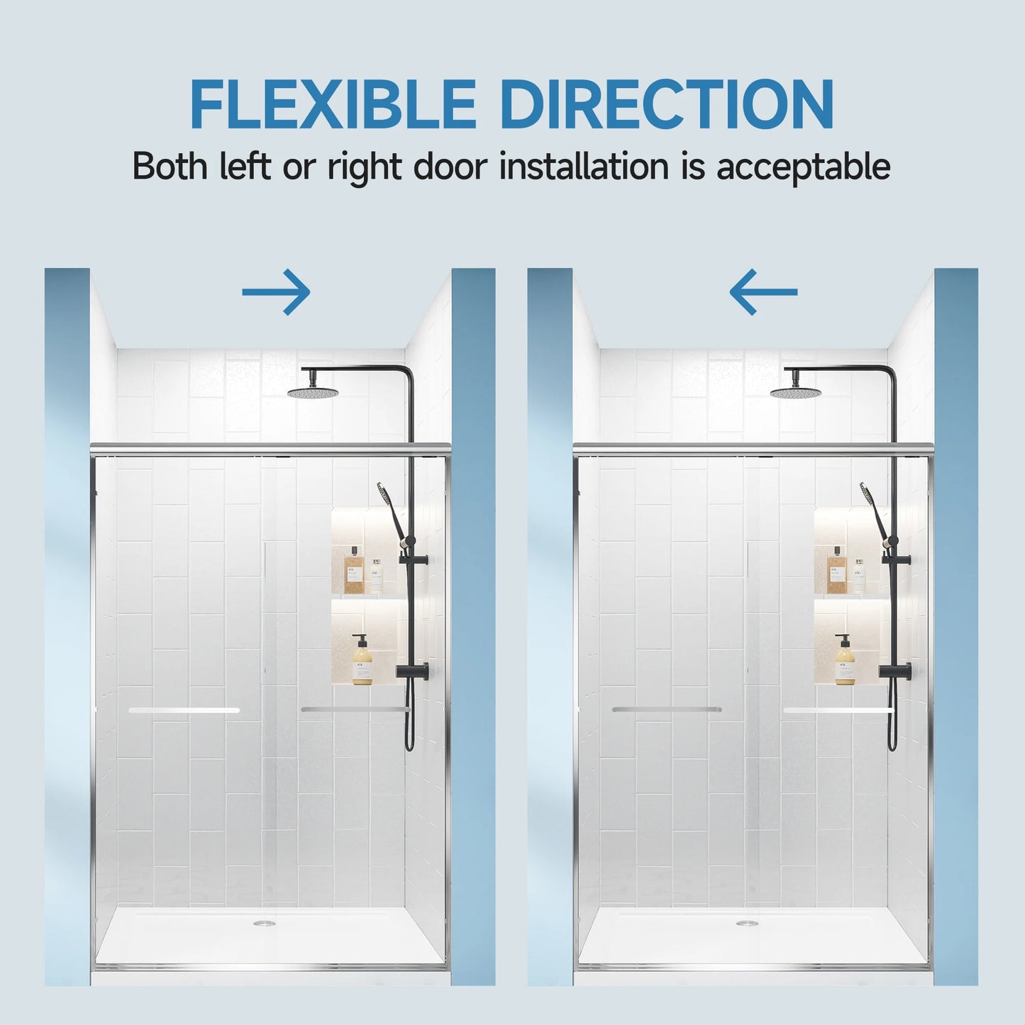 Sliding Door /w Tempered Glass for Walk-in Shower