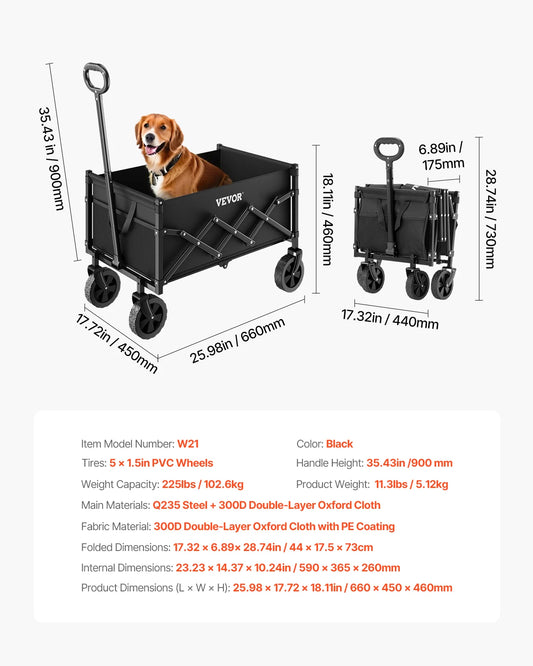 Collapsible Wagon Cart 225LBS