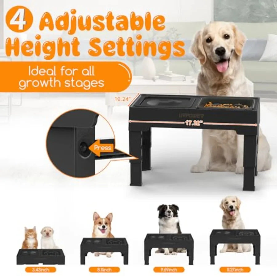4 Height-Adjustable Dog Bowls