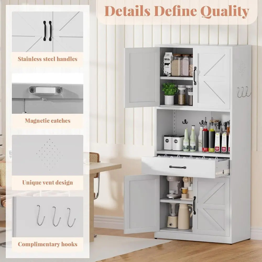 72" Tall Steel Kitchen Pantry Cabinet