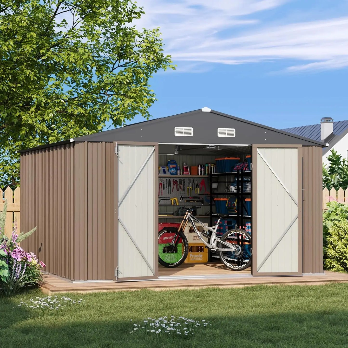 10x10ft Metal Storage Shed Lockable