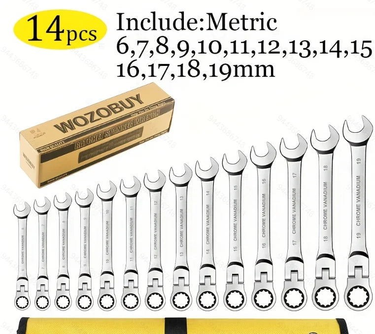 Metric Flex-Head Ratchet Wrench Set