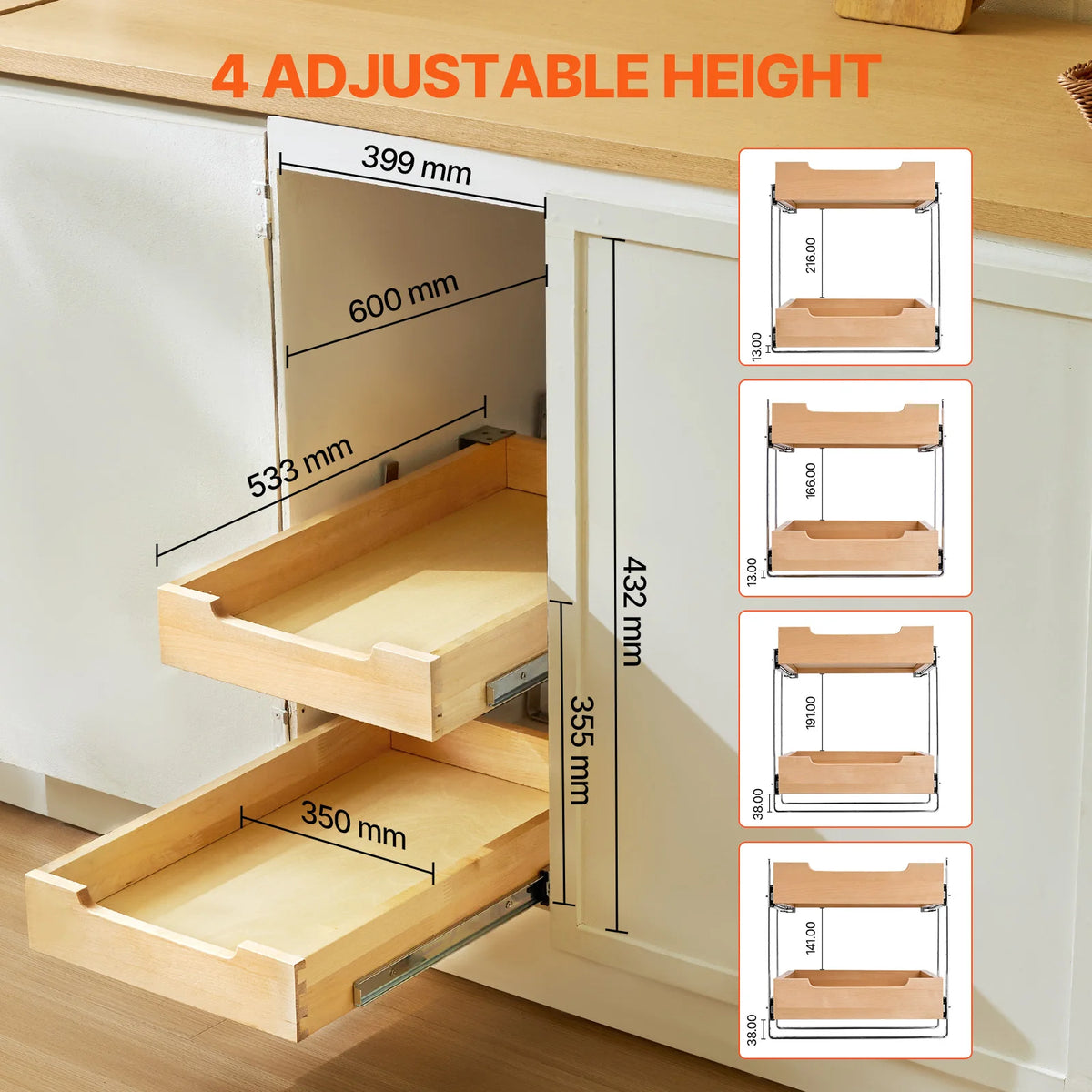 2 Tier Pull Out Cabinet Organizer