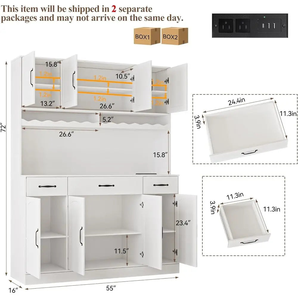 72 High Kitchen Pantry Cabinet, 55 Wide