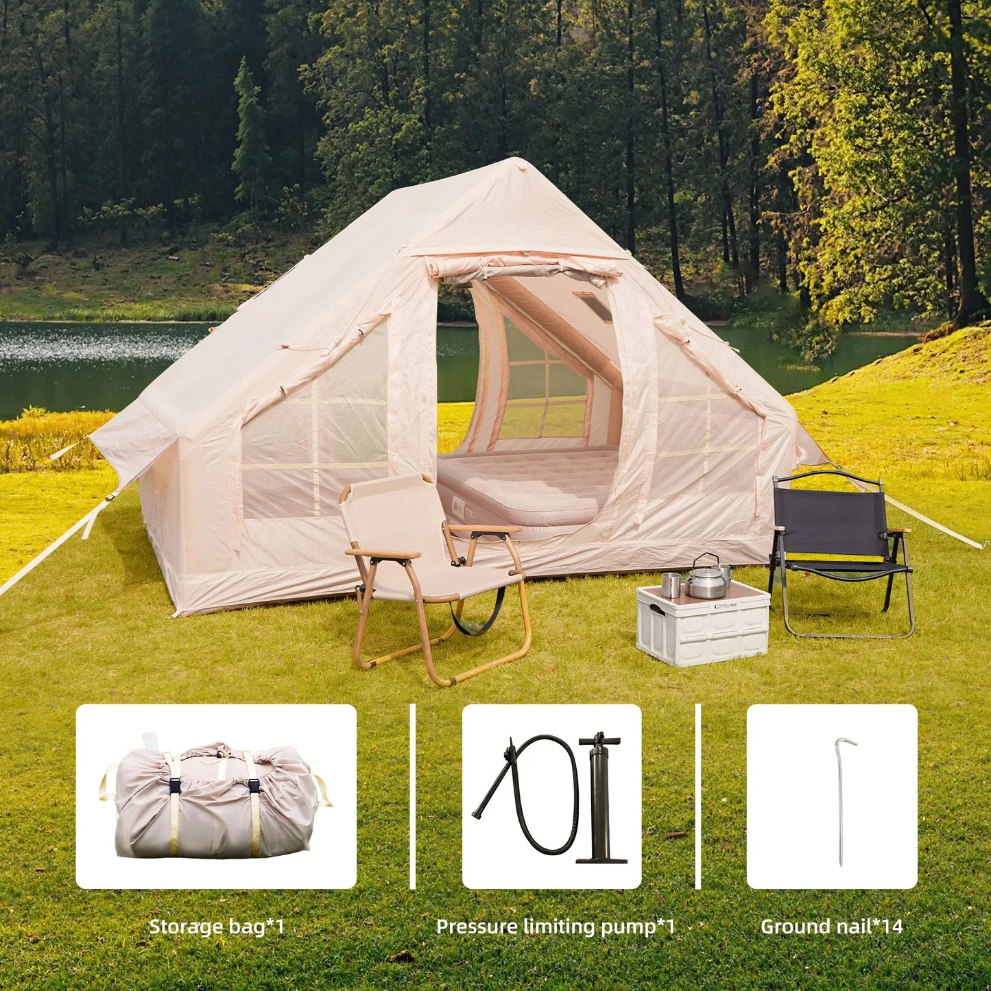 Inflatable Camping Tent  Includes Hand Pump