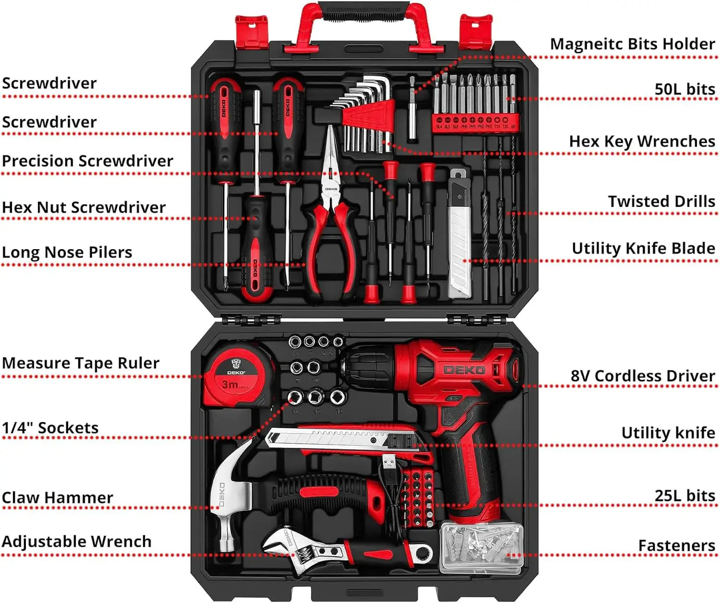Tool Set with 8V Cordless Drill