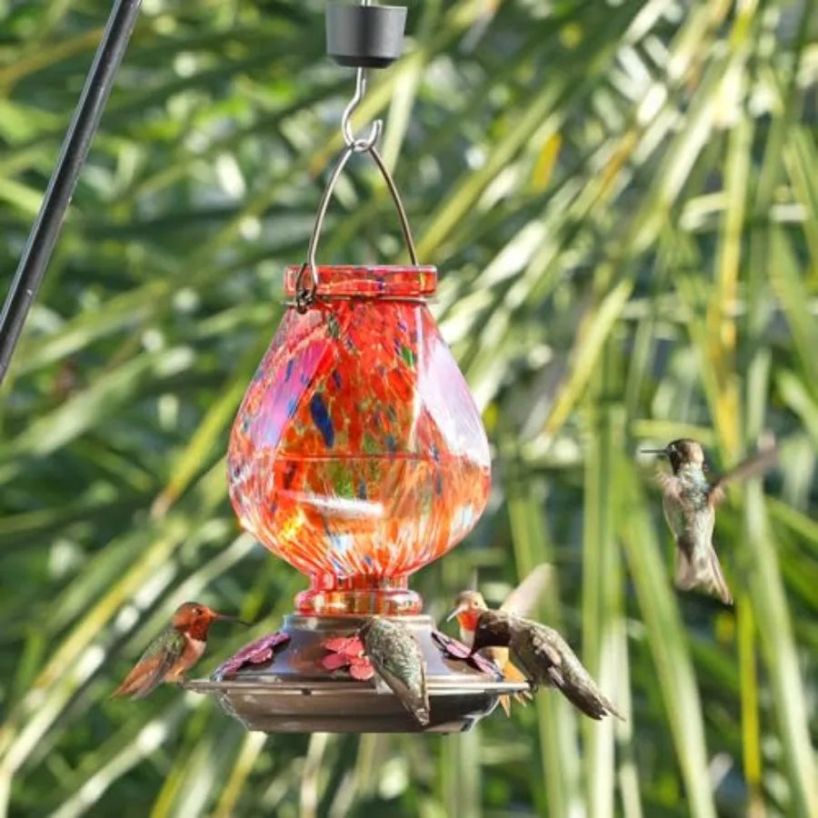 Hummingbird Feeder, Hand Blown Glass