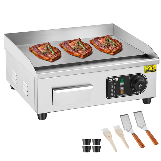 1700W Countertop Flat Top Grill Stainless Steel