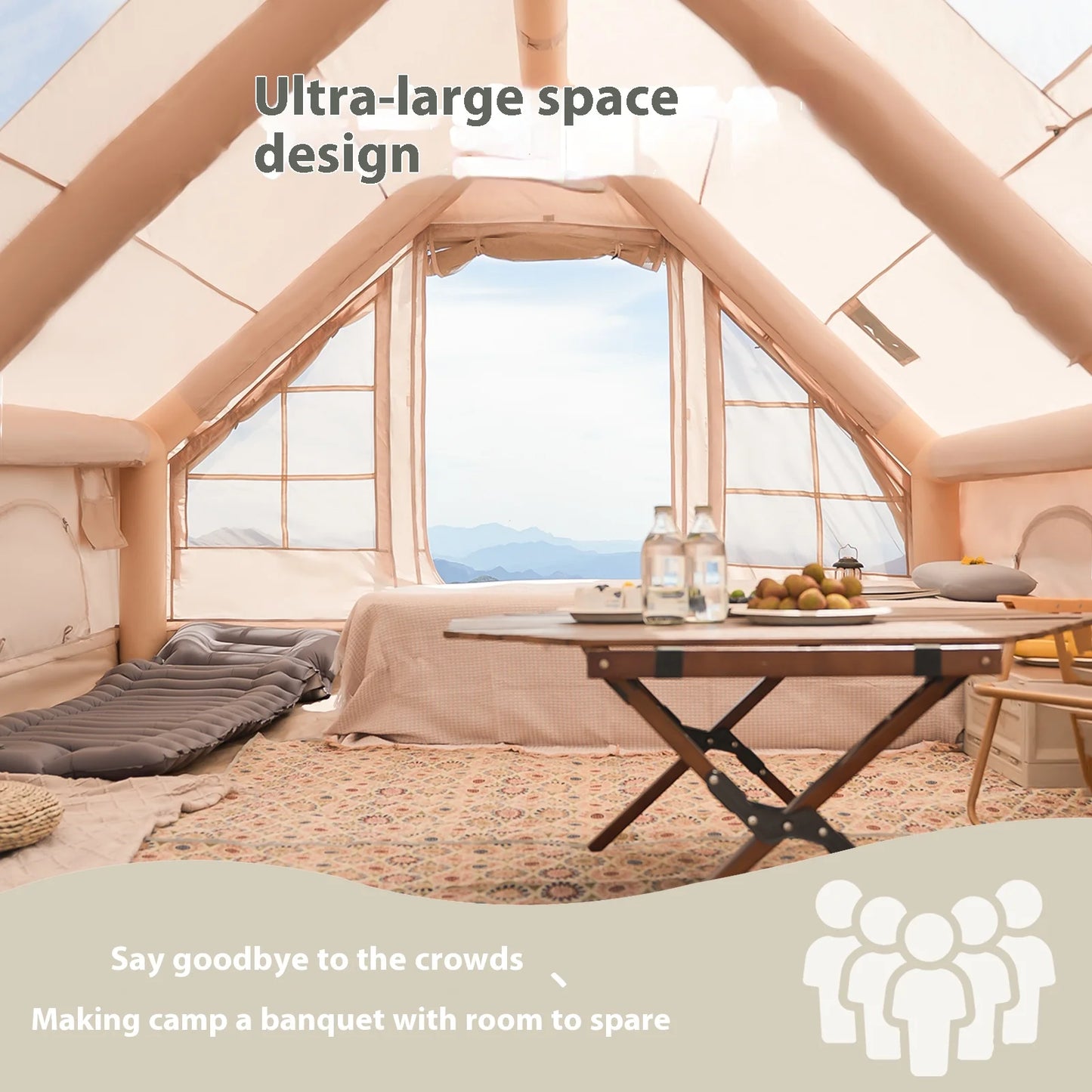 Inflatable , Luxury Camping Tents With Stove Plug