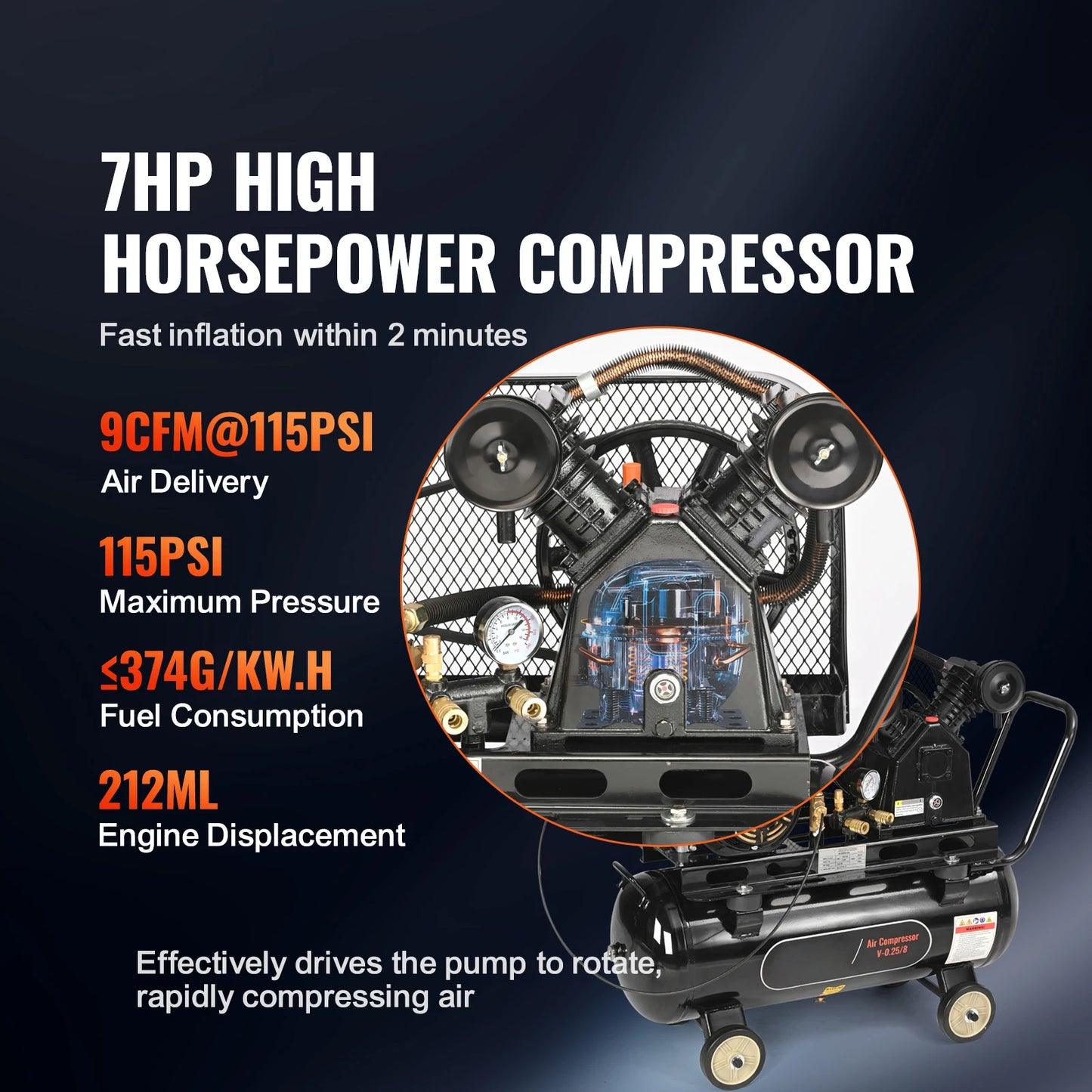 Gas Power Air Compressor 115PSI