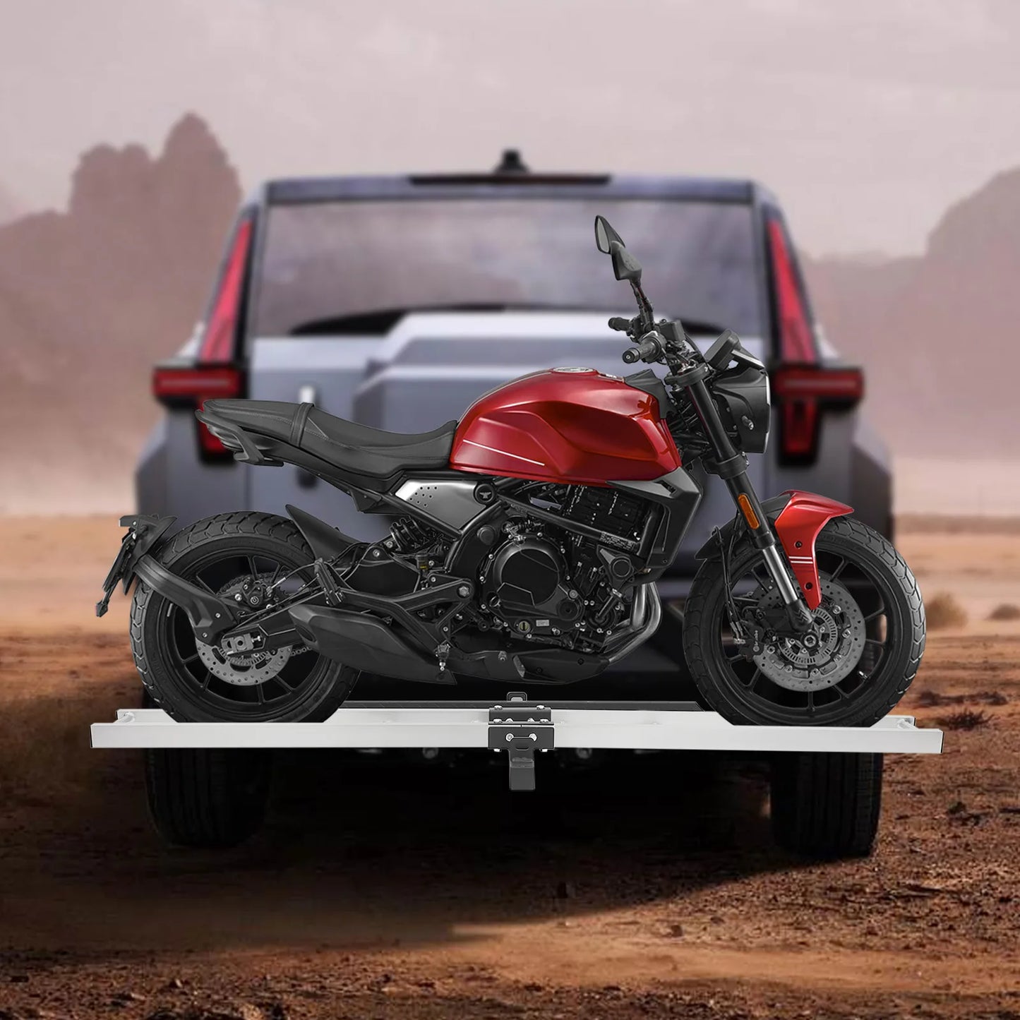 Aluminum Motorcycle Carrier with Loading Ramp, 500lbs