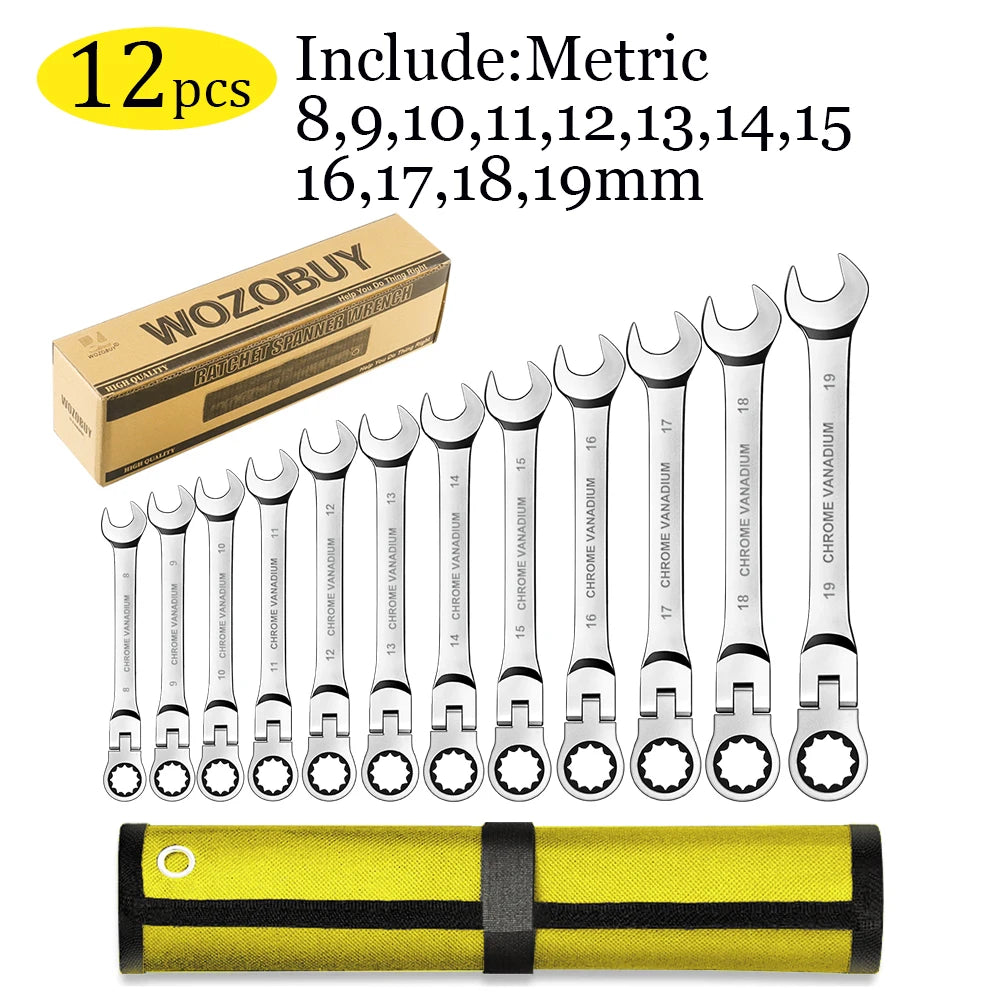 Metric Flex-Head Ratchet Wrench Set