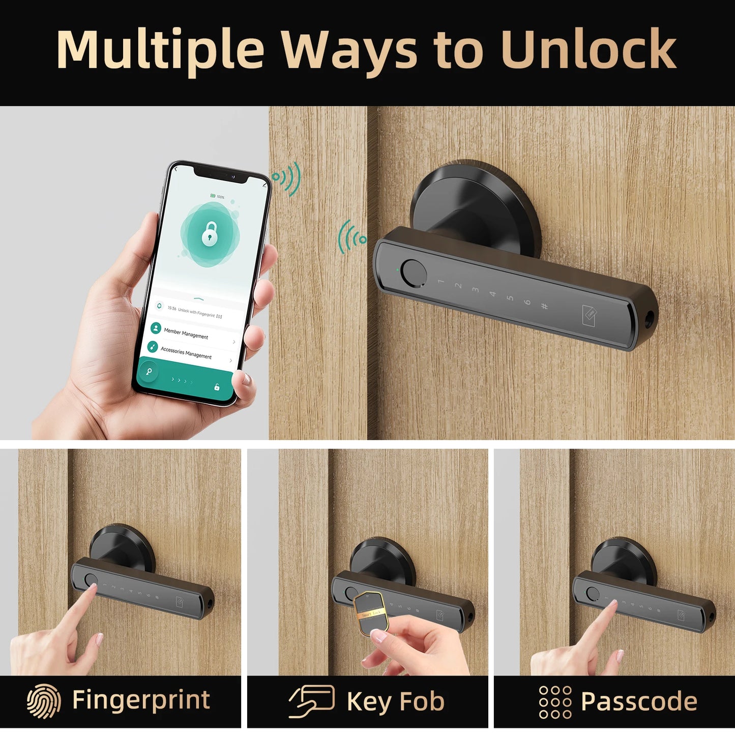 Handle Shaped Smart Lock Fingerprint Door Lock