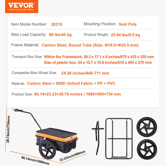 88Lbs Bike Cargo Trailer