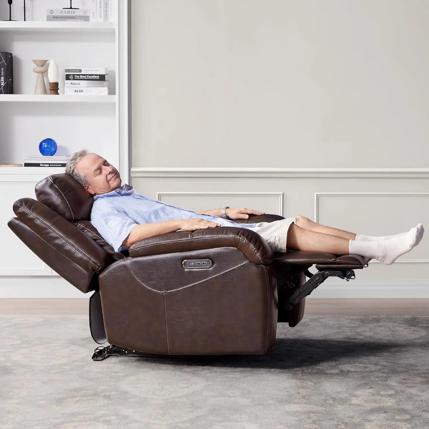 Leather Power Recliner Chair Wall Hugger