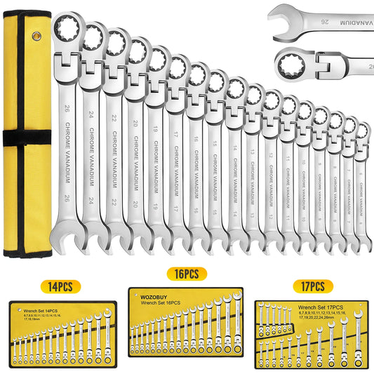 Metric Flex-Head Ratchet Wrench Set