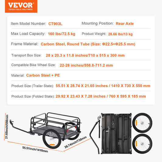 160 lbs Bike Cargo Trailer