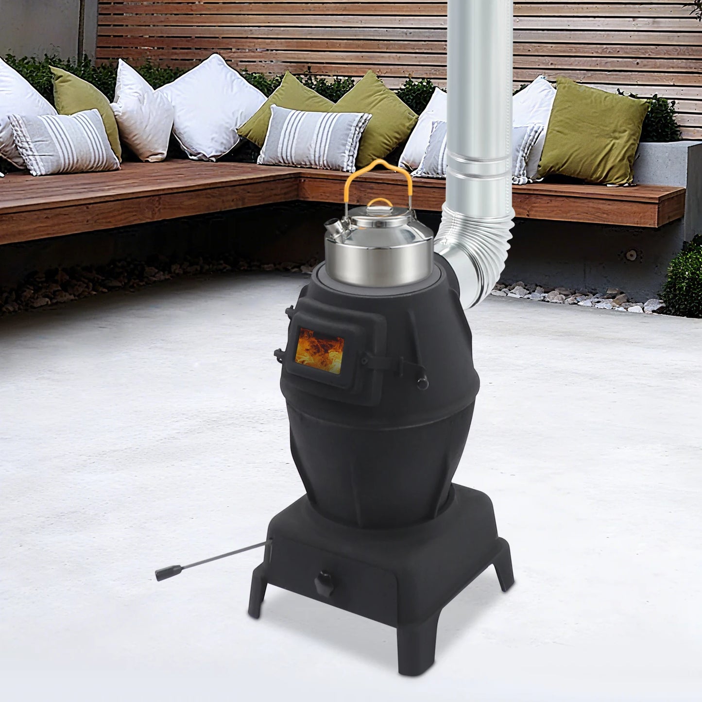 Wood Burning Cast Iron Heater & BBQ Grill