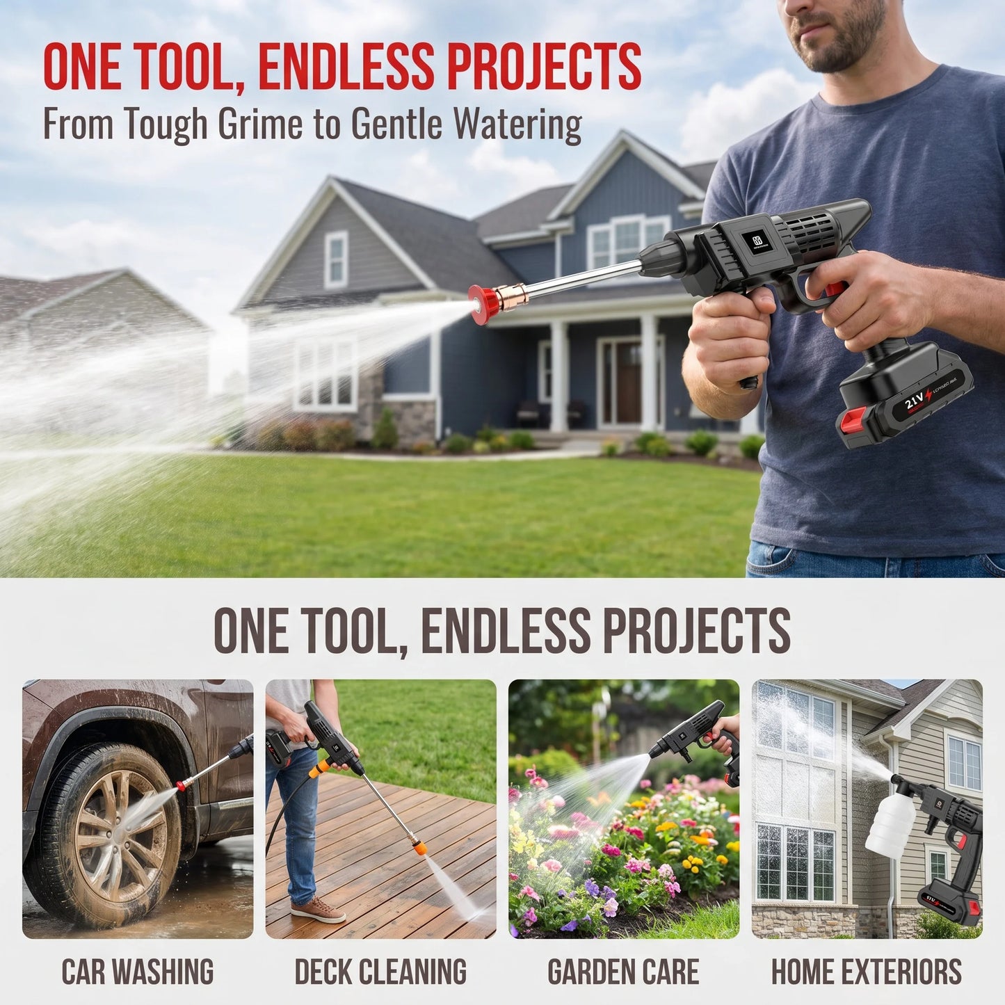 Portable Battery Power Washer 1500W