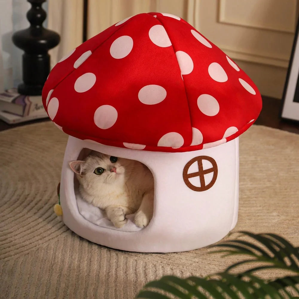 Soft Mushroom Cat Bed House