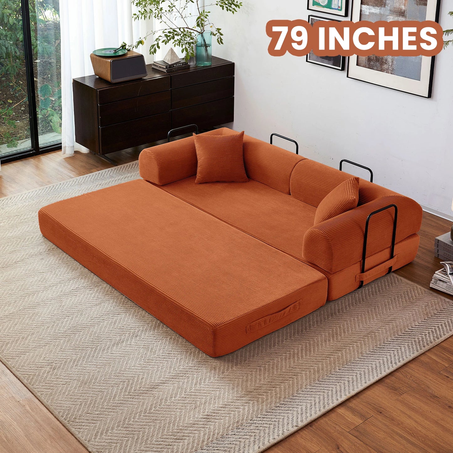 79'' Convertible Futon Sleeper Sofa Bed