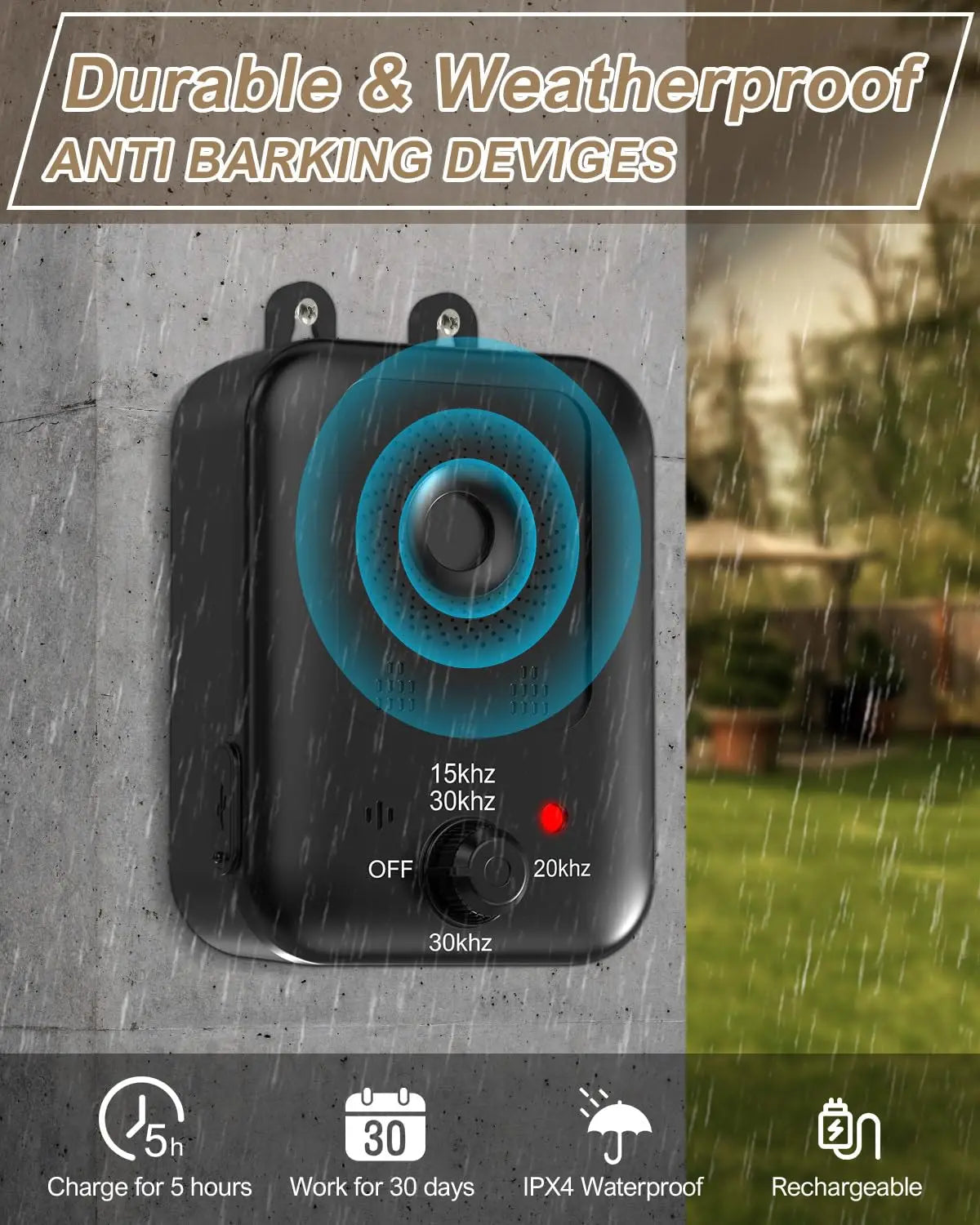 rechargeable ultrasonic dog barking deterrent