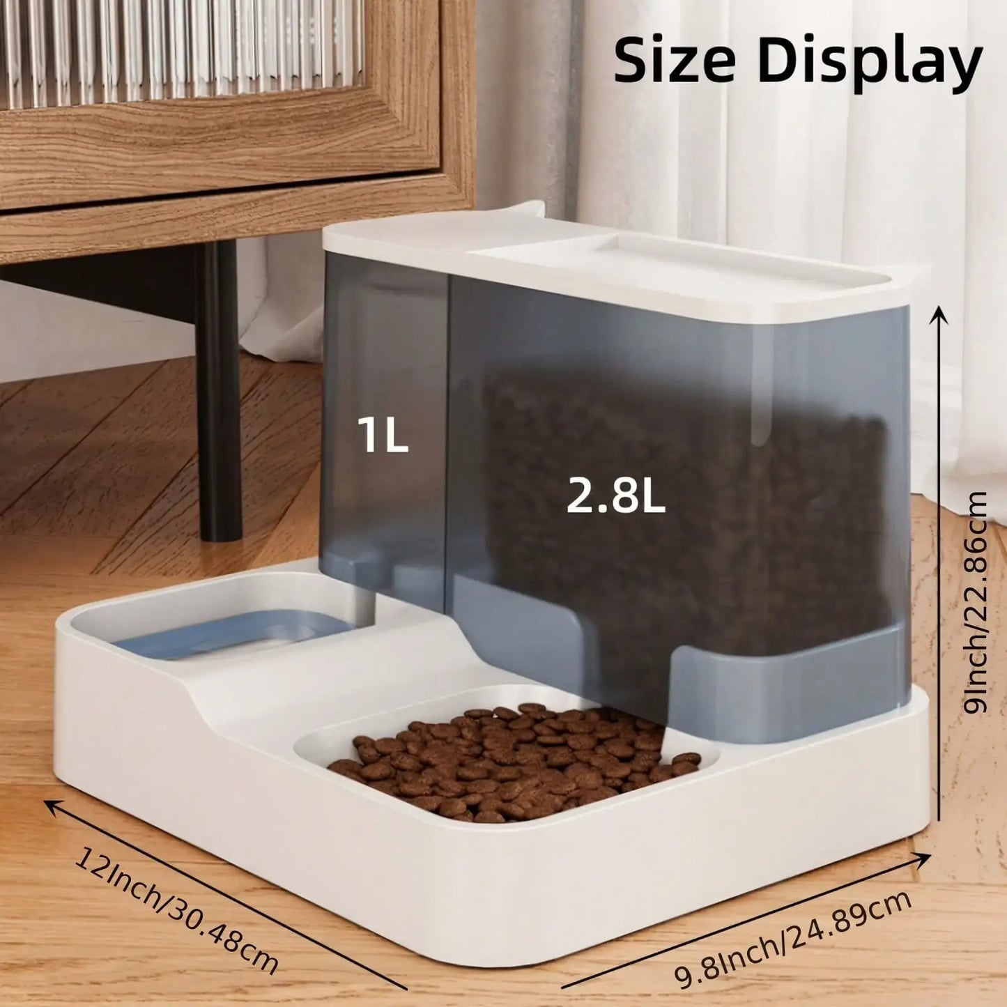 Automatic Cat Food And Water Dispenser Set Gravity-Fed
