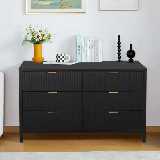 Fluted 6 Drawer Double Dresser