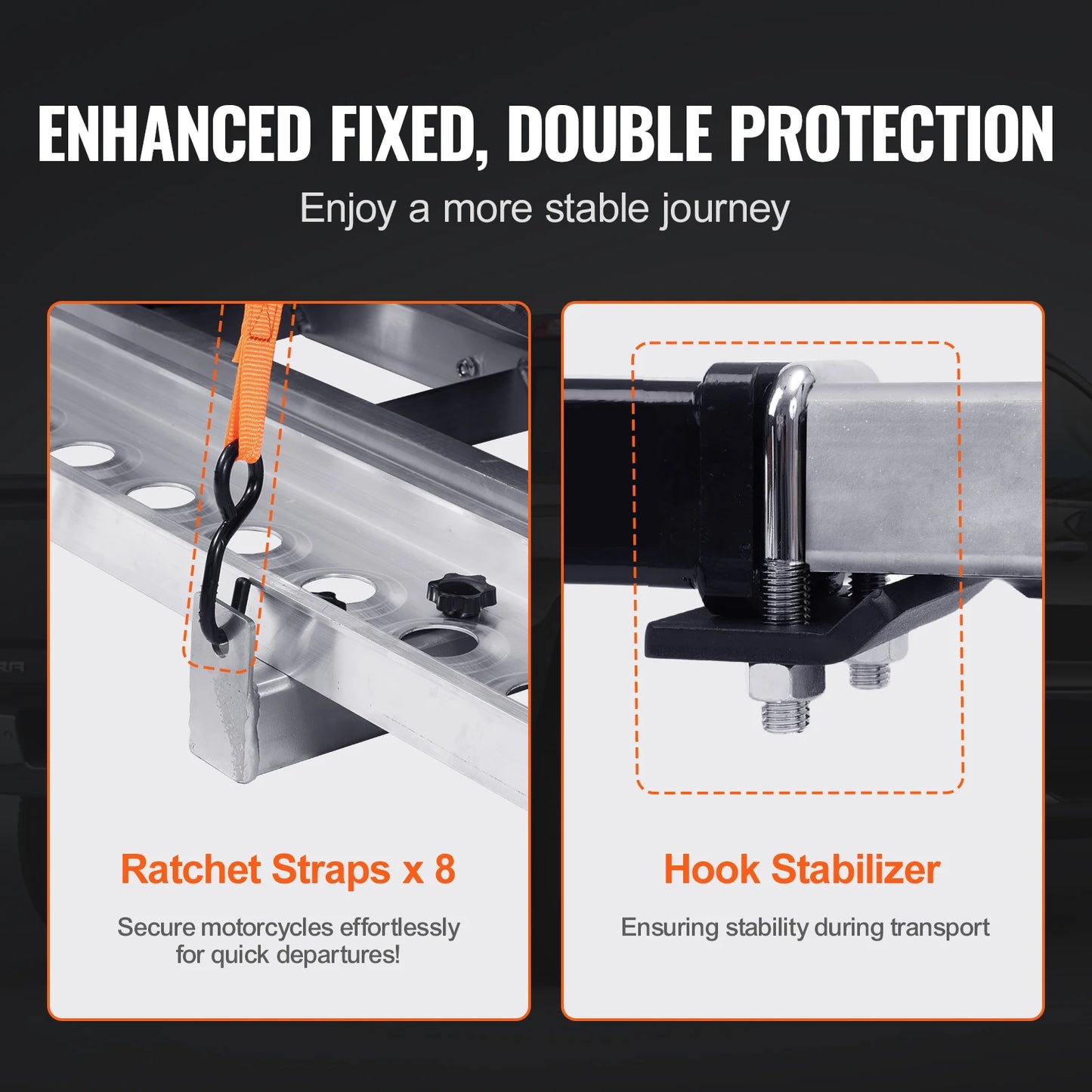 2-Bike 600LBS Aluminum Motorcycle Carrier Hitch Mount