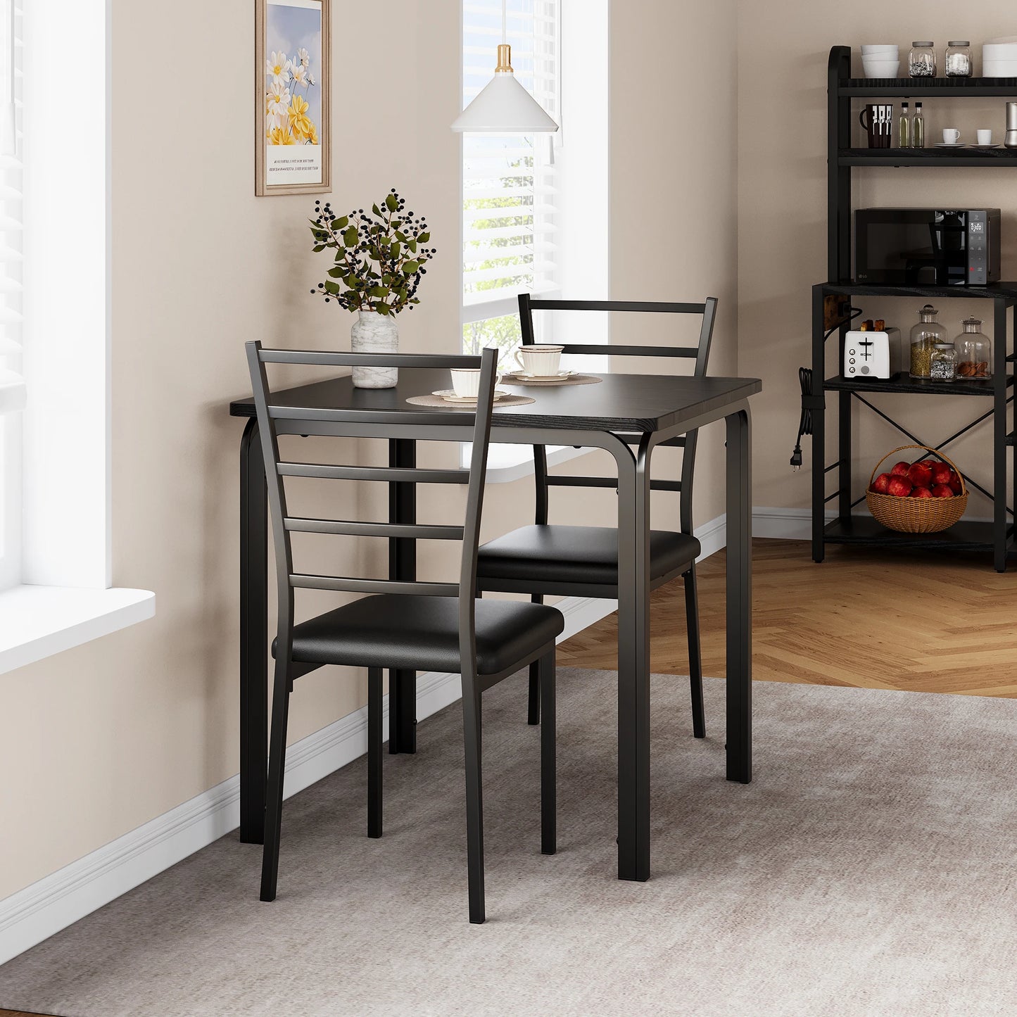 3-Piece Modern Square Dining Table Set for 2