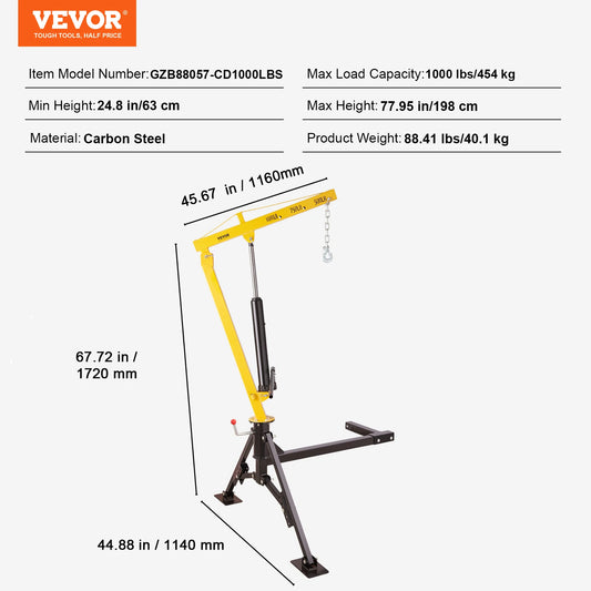 1000Lbs Hydraulic Hitch Mounted Crane