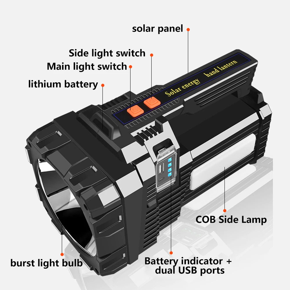 Solar Rechargeable Handheld Spotlight