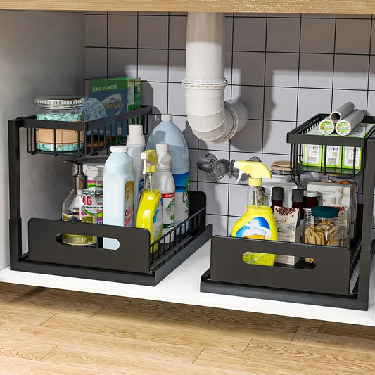 [Sliding Pull-out Cabinet Rack] 1/2pcs