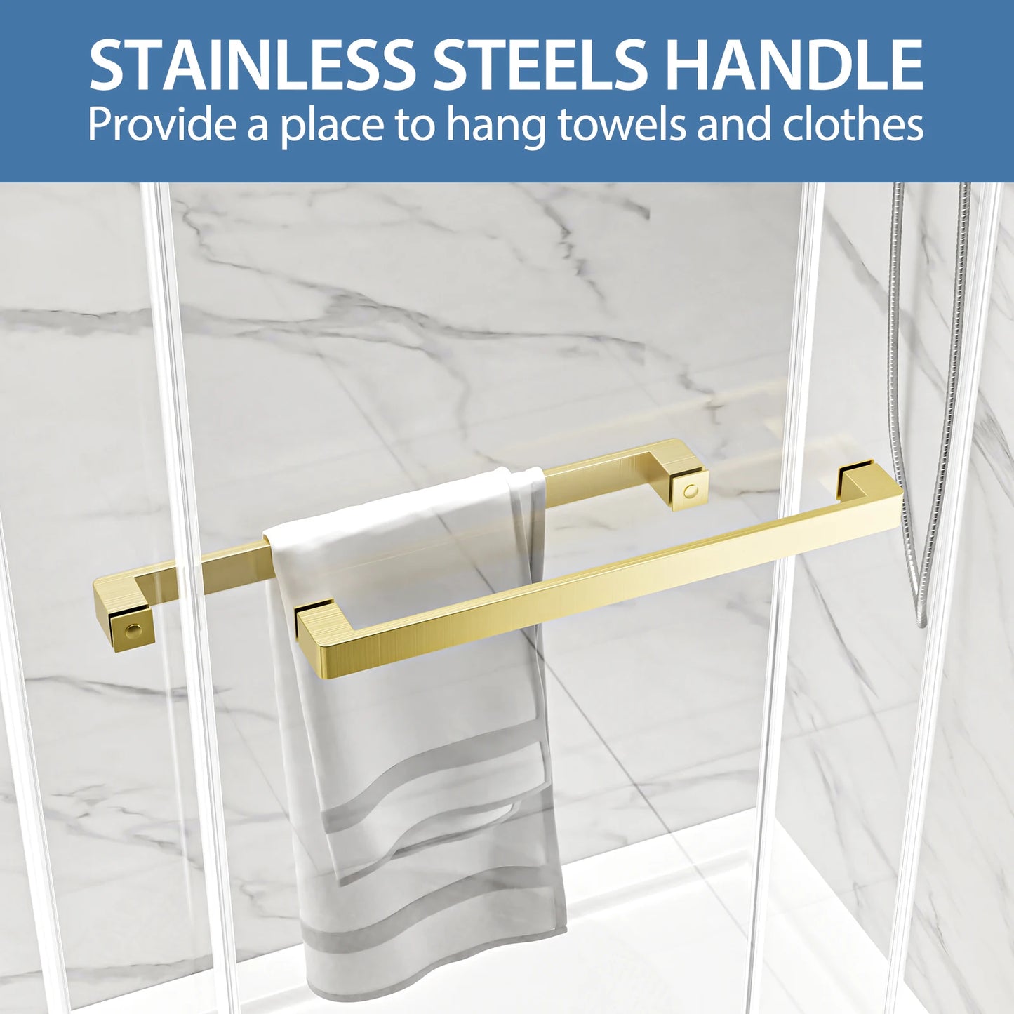 50-54"W × 76"H Gold Frameless Double Sliding Shower Door