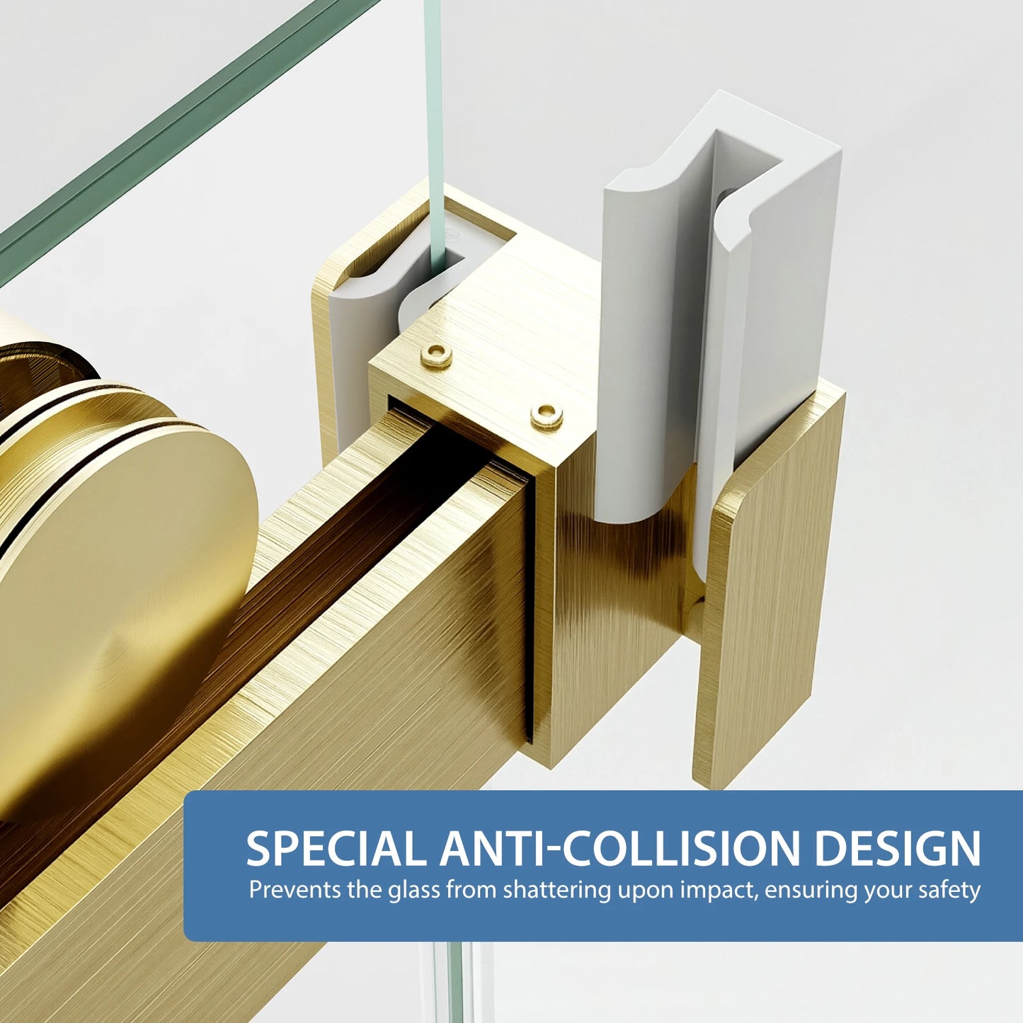 50-54"W × 76"H Gold Frameless Double Sliding Shower Door