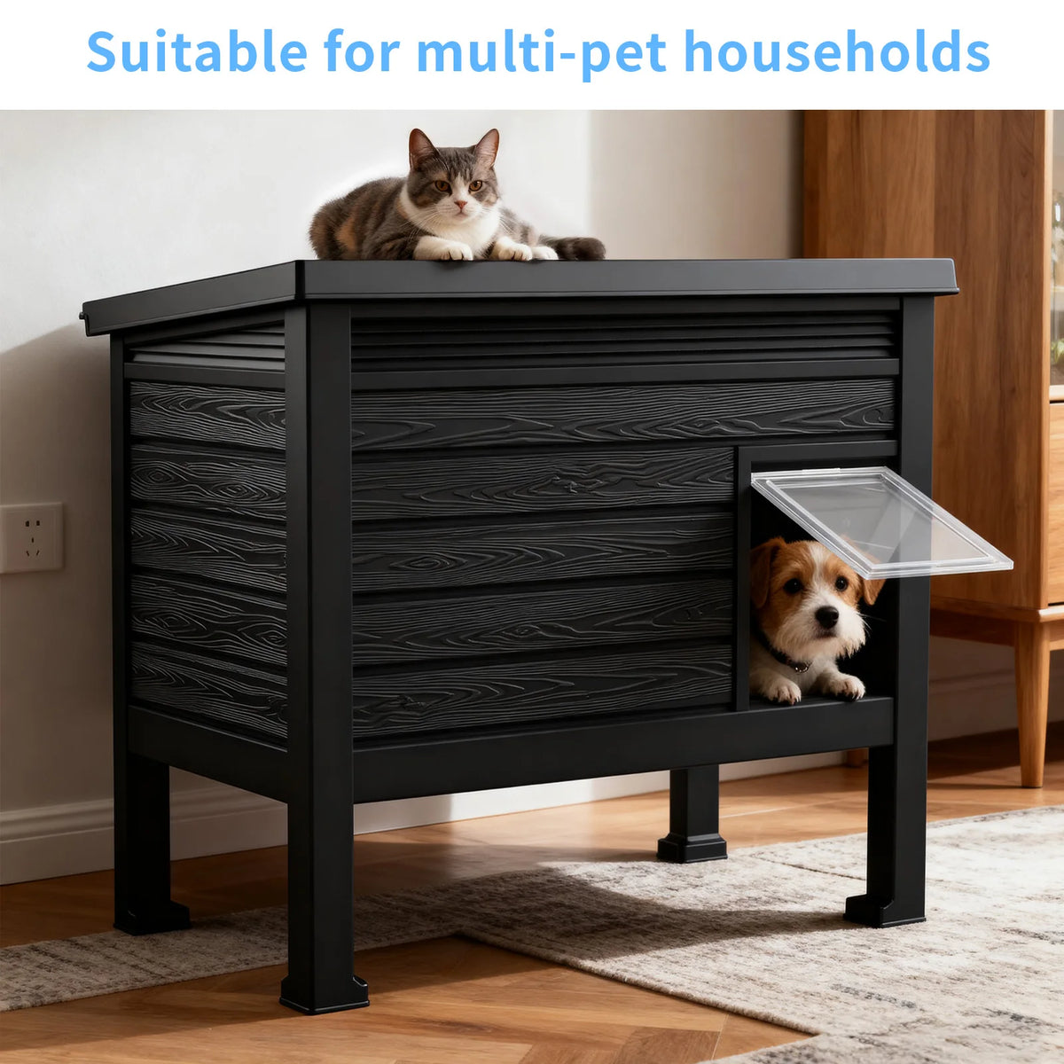 Weatherproof Plastic Cat House with Heating Pad