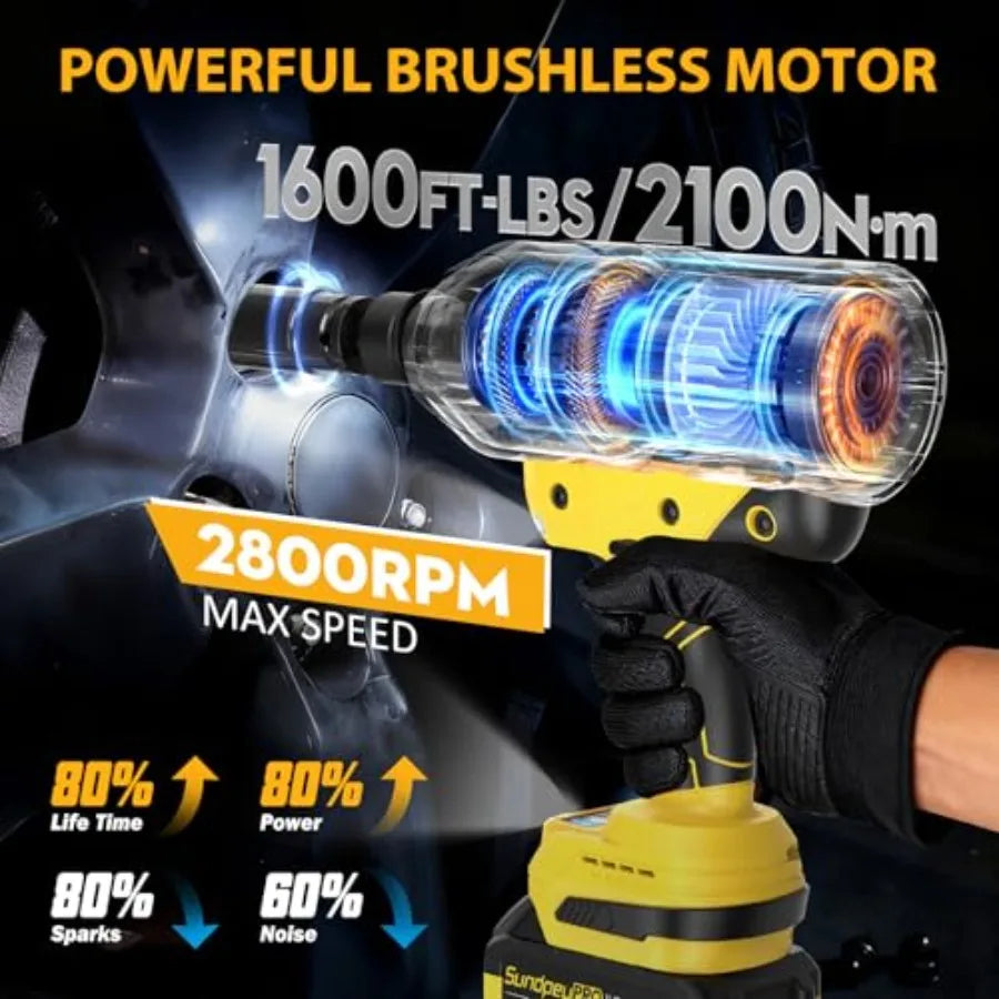 21V Cordless Impact Wrench - 1600Ft-lbs