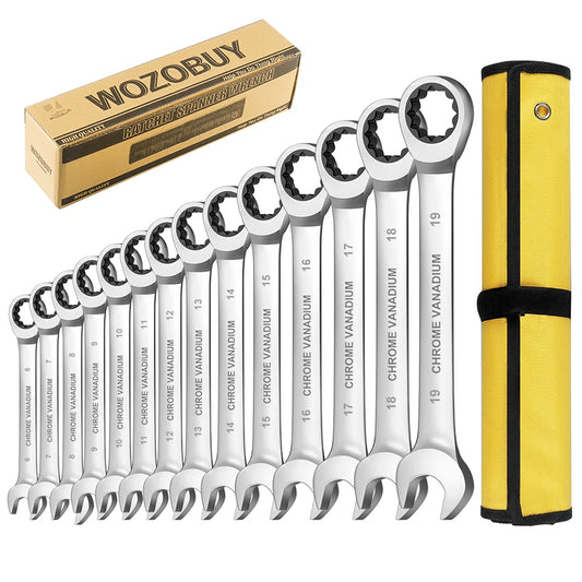 Ratcheting Combination Wrench Set,14 pcs Metric