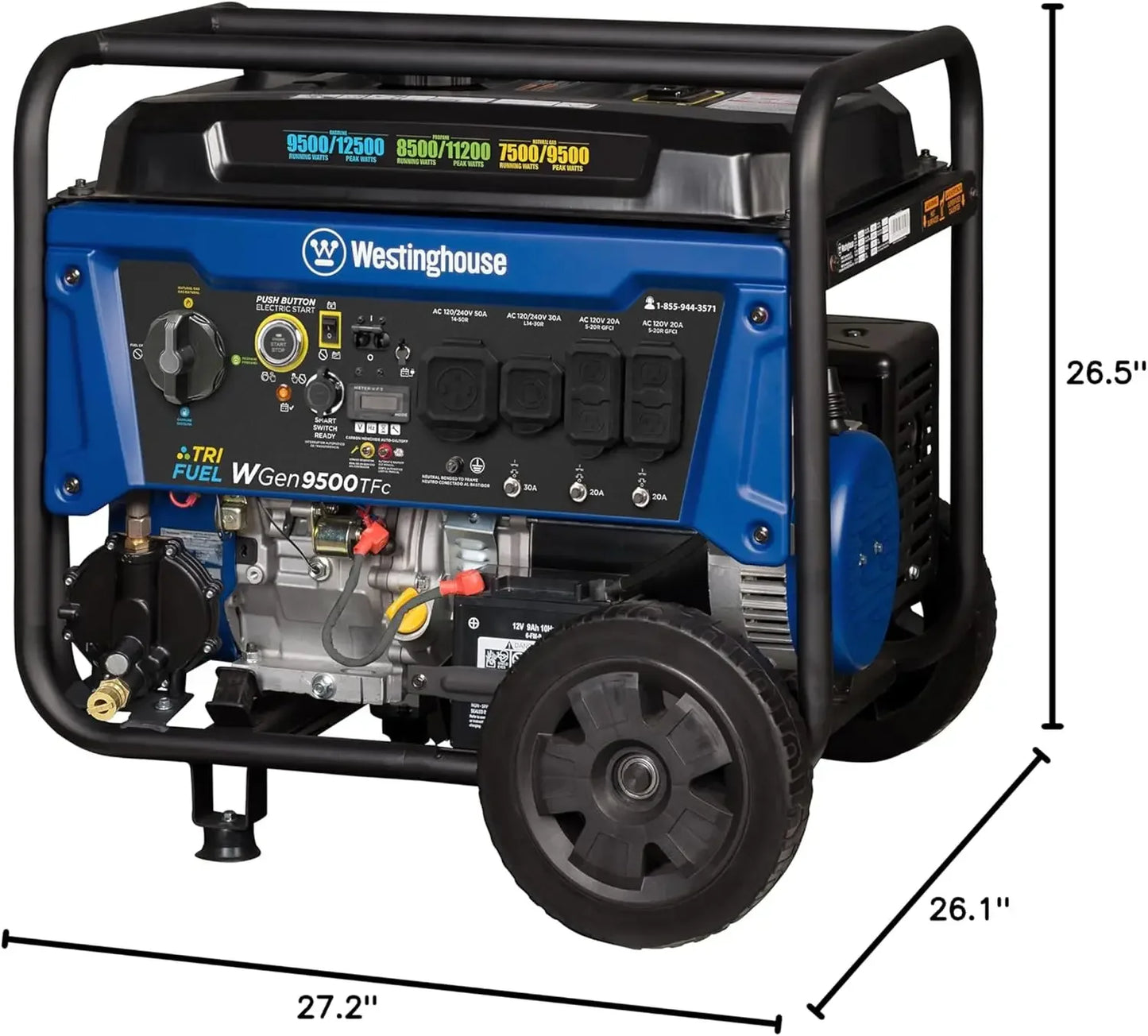 12500 Watt Tri-Fuel Home Backup Portable Generator