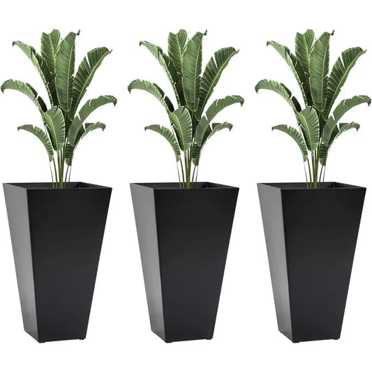 Set of 3 Tall Planters with Drainage Hole