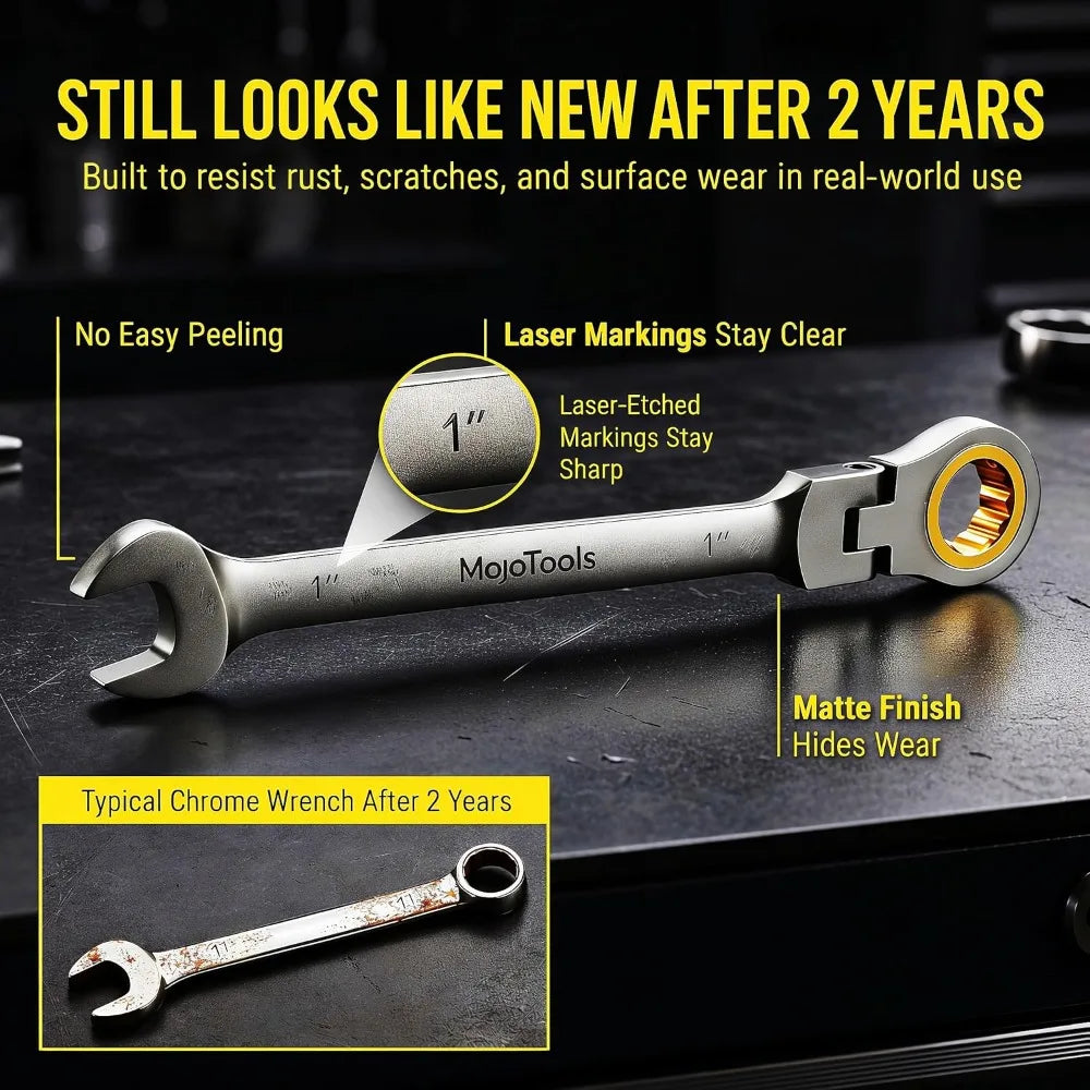 15-Piece SAE Ratcheting Wrench Set 1/4"-1",