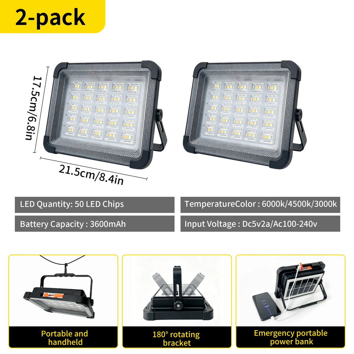 Solar LED Work Light Waterproof