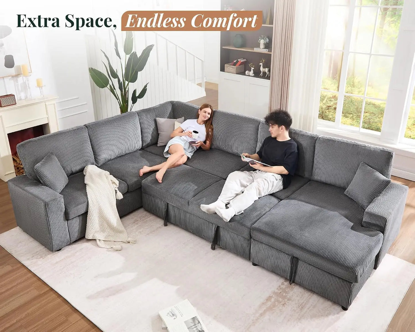 130" Pull Out Sleeper Couch with Storage