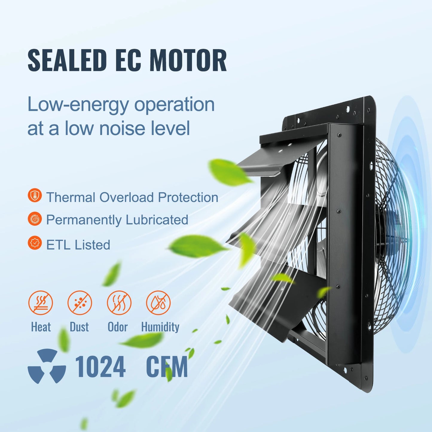Wall Mount Attic Shutter Exhaust Fan AC