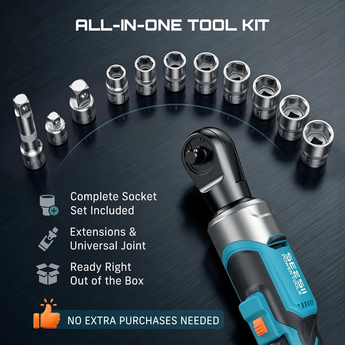 3/8" Ratchet Wrench & 1000N.m Impact Wrench Kit