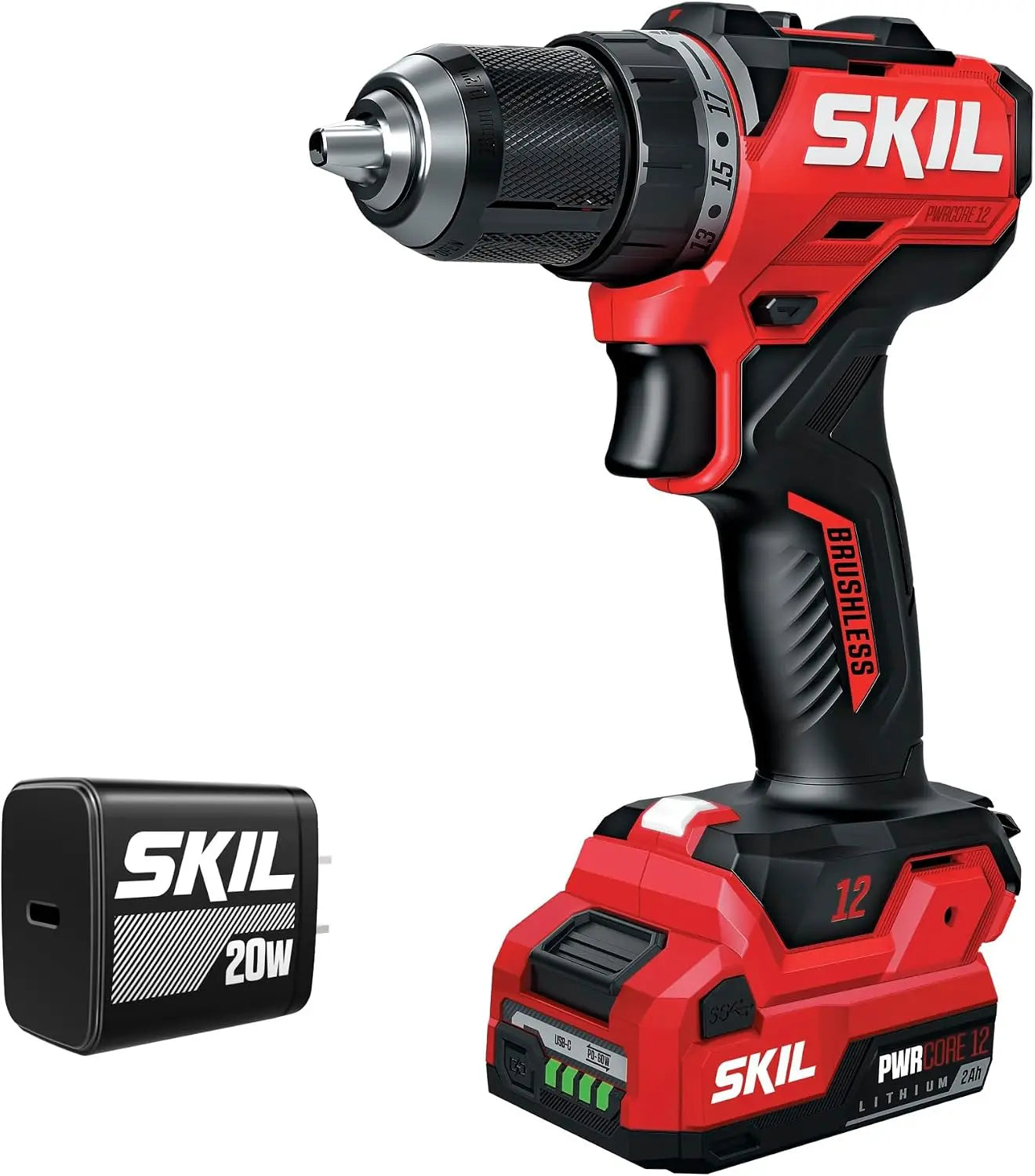 12V Brushless Cordless with 2.0Ah USB-C Battery and 20W Charger