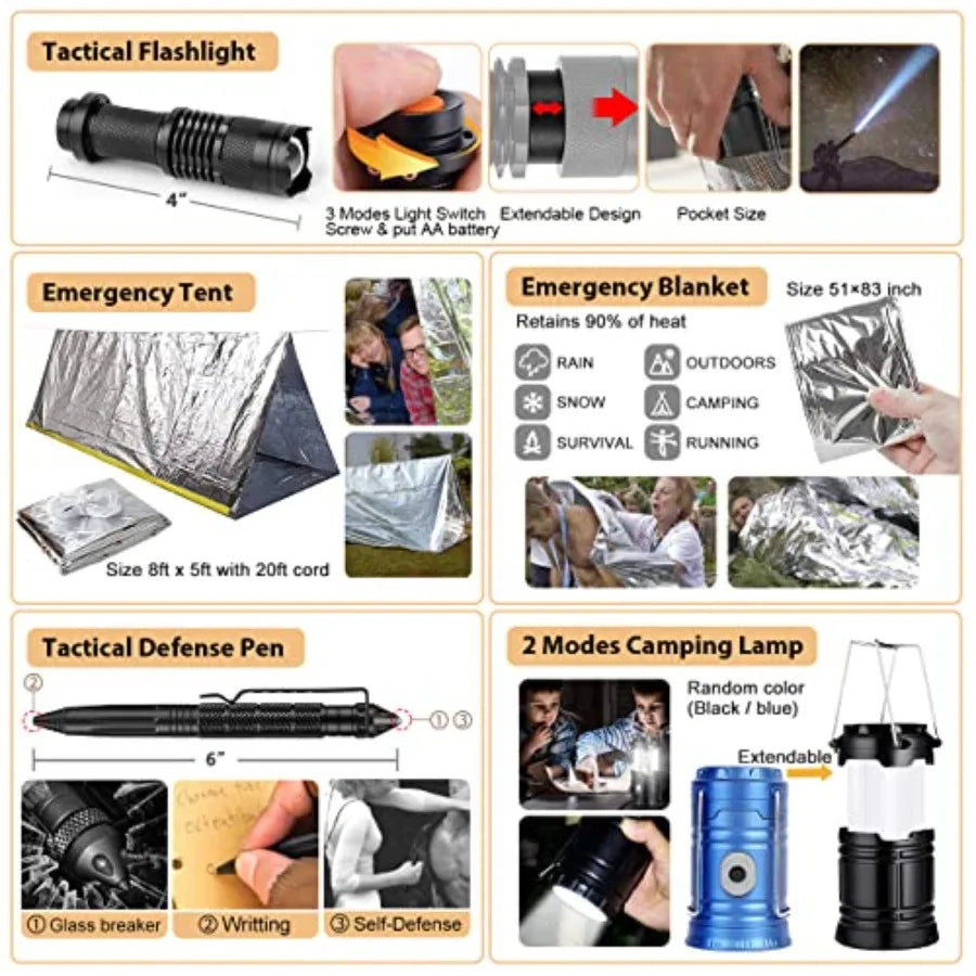 Survival Kit, 250Pcs First Aid