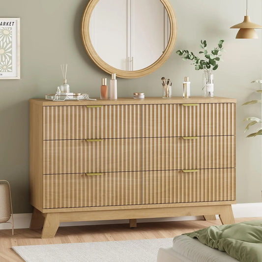 Fluted Dresser with 6 Drawers