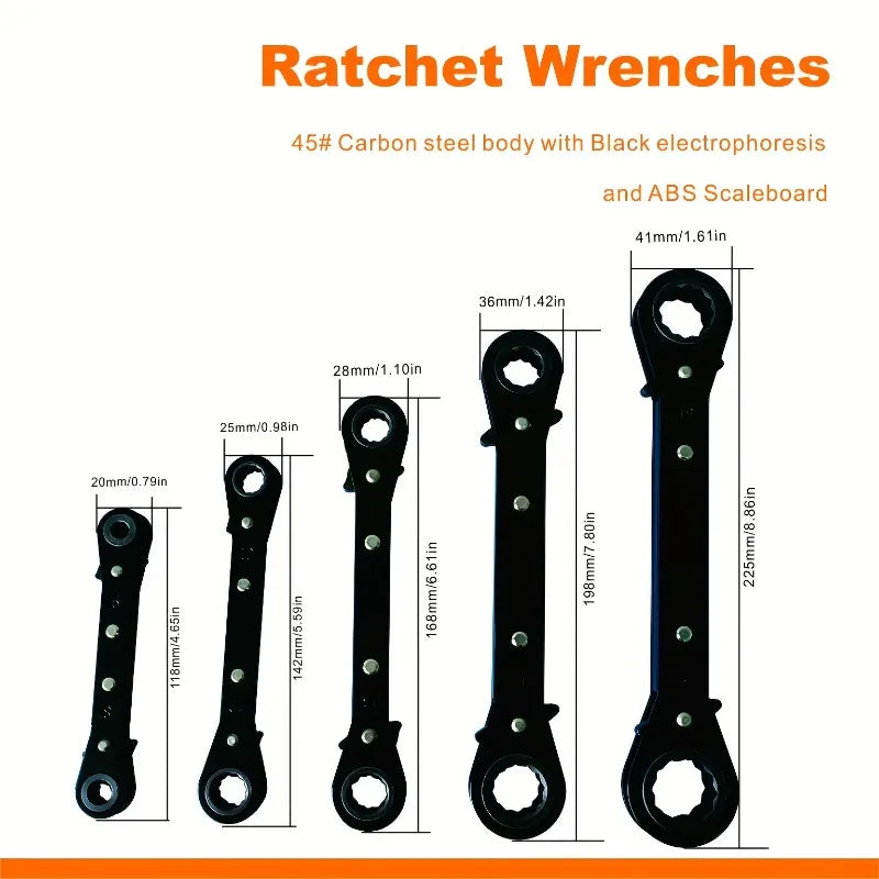 5-piece Double-ended Ratchet Wrench Set
