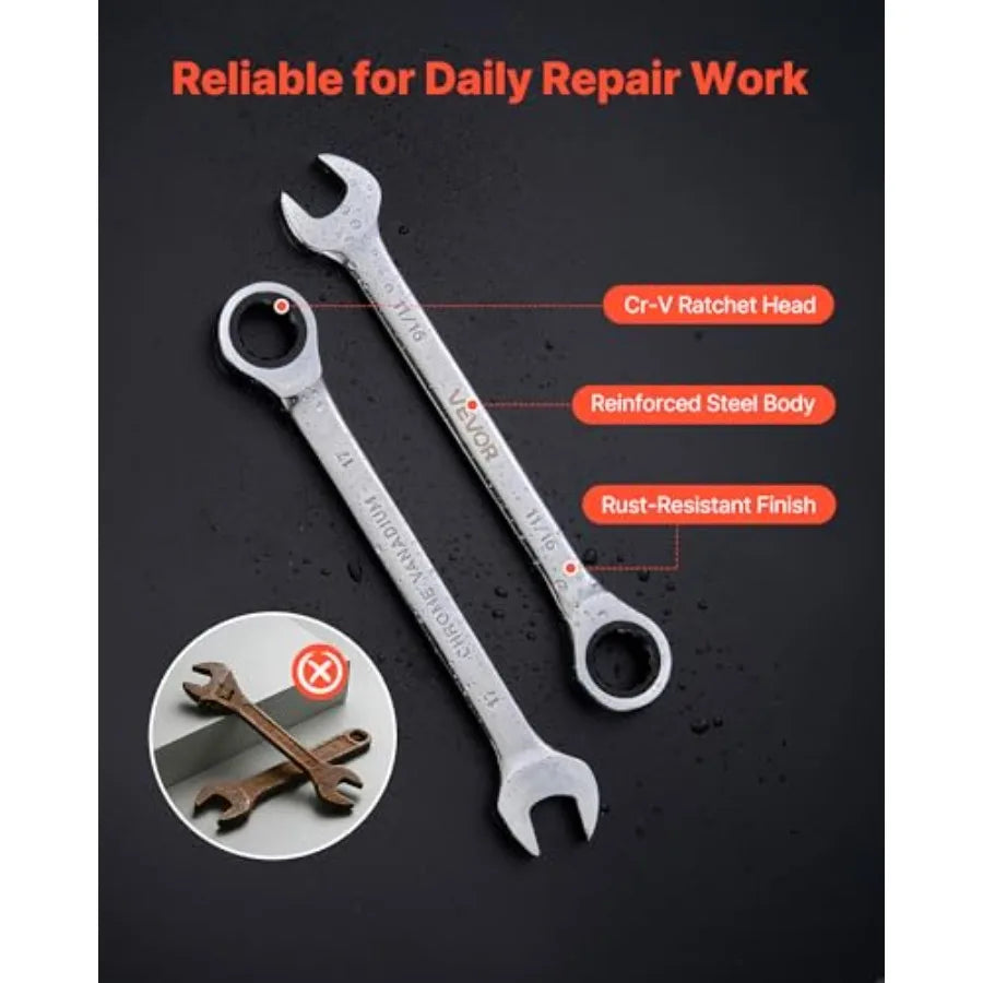 Combination Wrench Set 26-Piece SAE and Metric